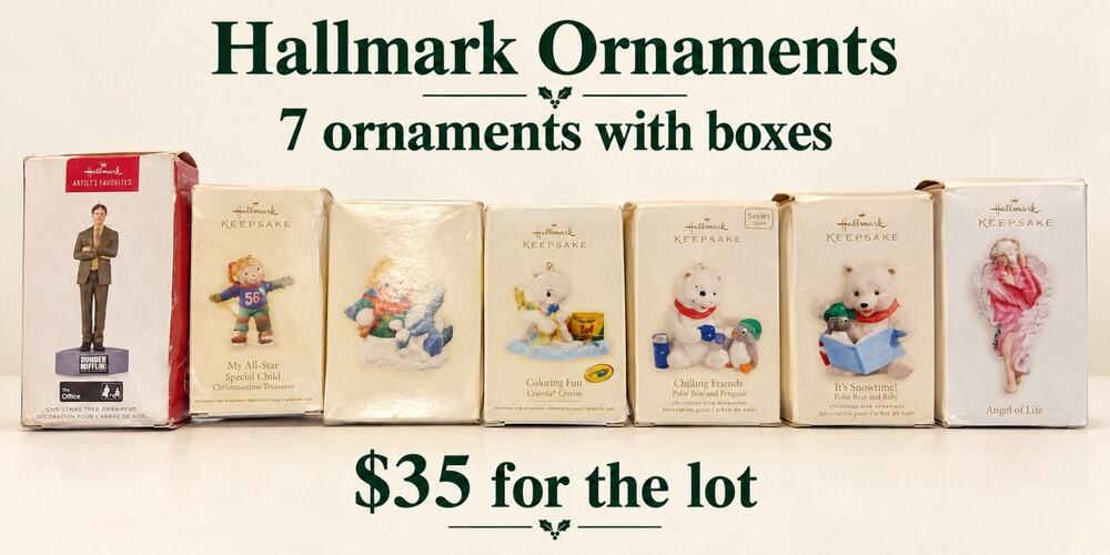 Hallmark Keepsake Christmas Holiday Hanging Ornaments Lot of 7 w/ Boxes